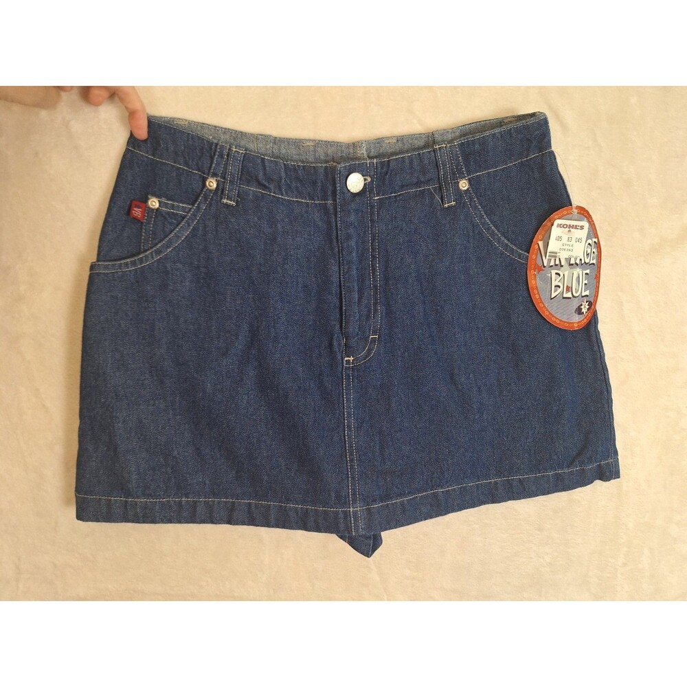 Vintage Blue Women Juniors 5 Blue Skort 100% Cotton Denim Jean NWT Zip Cowgirl